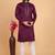 Dark purple art silk straight kurta for men