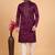 Dark purple art silk straight kurta for men