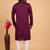 Dark purple art silk straight kurta for men