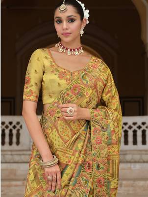 silk blend saree with premium embroidery sequins & diamond cutwork 2
