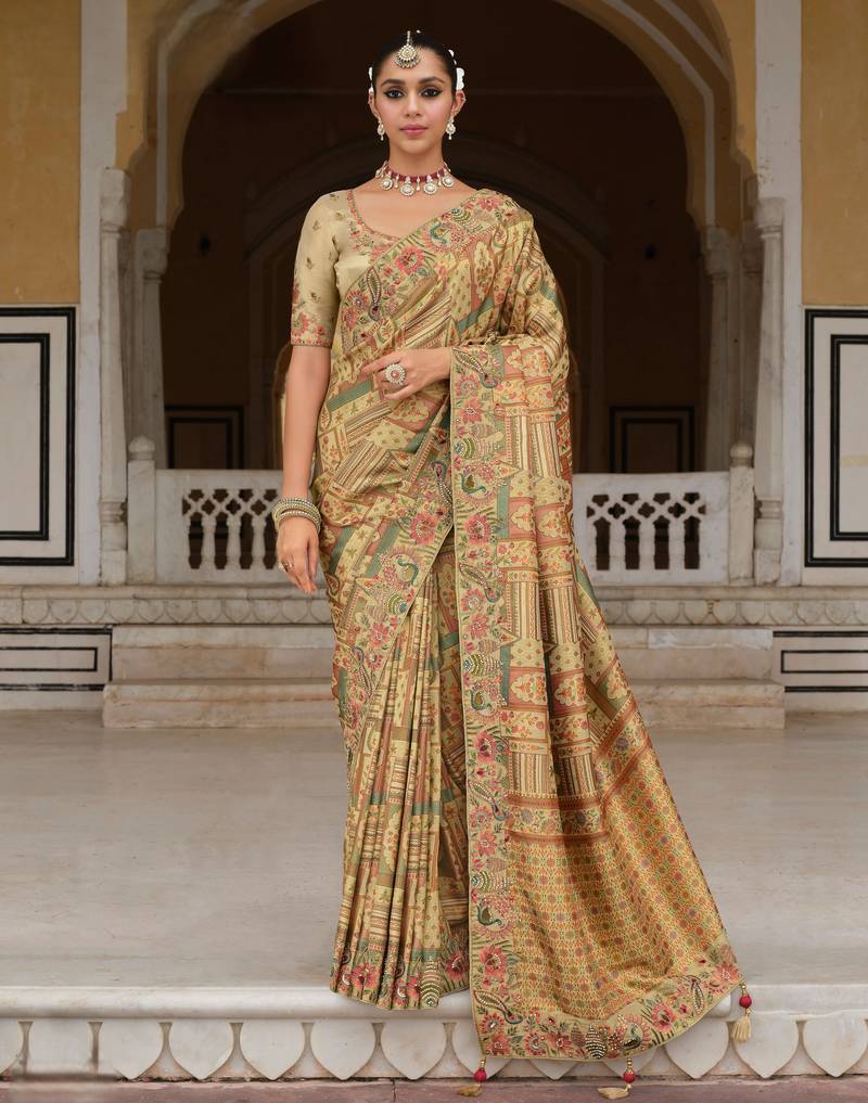 silk blend saree with premium embroidery, sequins & diamond cutwork
