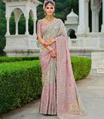 silk blend saree with premium embroidery, sequins & diamond cutwork