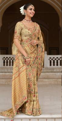silk blend saree with premium embroidery sequins & diamond cutwork 2