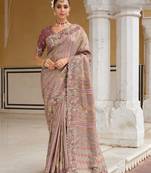 silk blend saree with premium embroidery, sequins & diamond cutwork