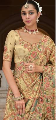 silk blend saree with premium embroidery sequins & diamond cutwork 3