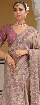 silk blend saree with premium embroidery sequins & diamond cutwork 2