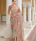 silk blend saree with premium embroidery, sequins & diamond cutwork