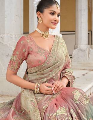 silk blend saree with premium embroidery sequins & diamond cutwork 2