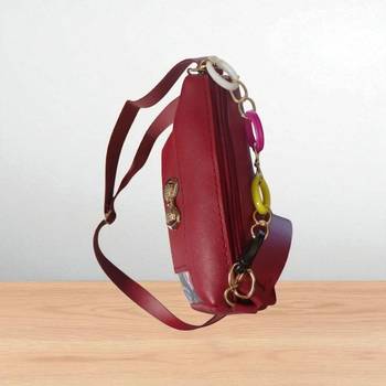 Trendy Check Printed Fabric Sling Bag for Women | Black Casual Crossbody 3