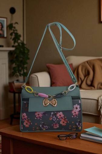 Stylish Floral Fabric Sling Bag for Girls | Green Travel Crossbody
