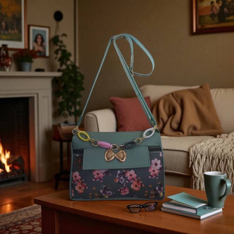 Stylish Floral Fabric Sling Bag for Girls | Green Travel Crossbody