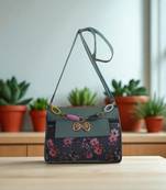 Multi-Colour Fabric Sling Bag | Floral & Check Printed Crossbody
