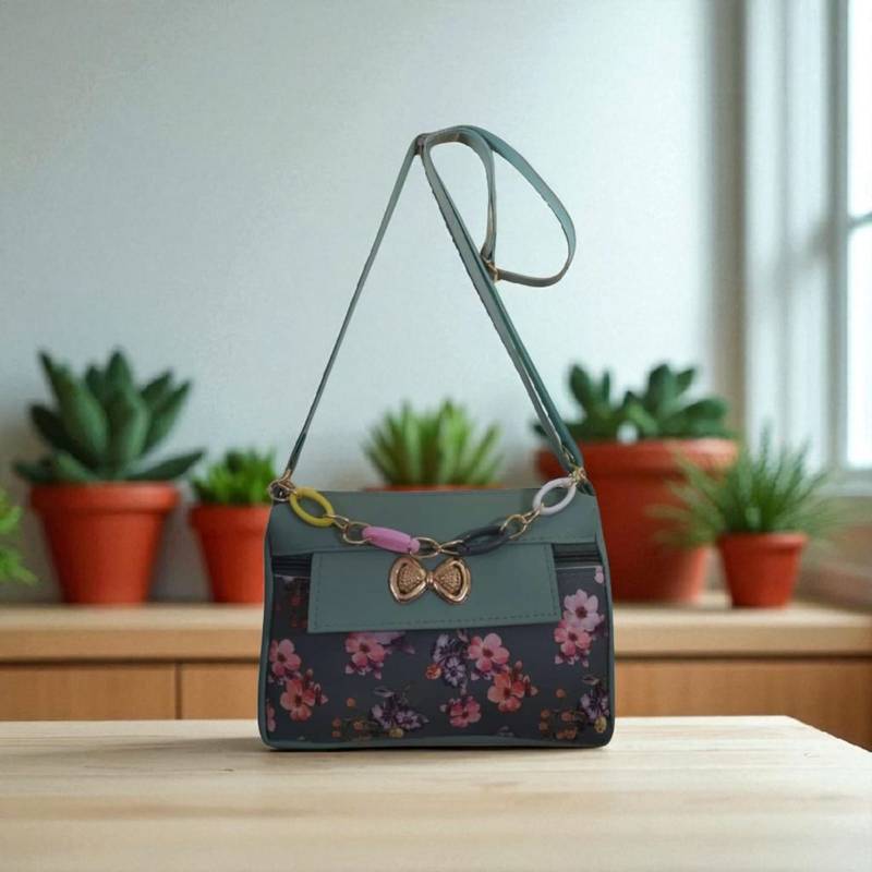 Multi-Colour Fabric Sling Bag | Floral & Check Printed Crossbody