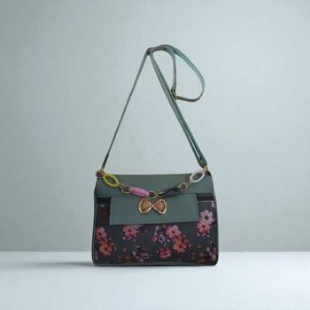 Floral Print Messenger Sling Bag for Women | Blue Fabric Shoulder Bag 1
