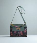 Floral Print Messenger Sling Bag for Women | Blue Fabric Shoulder Bag