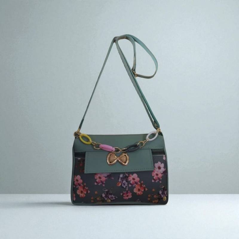 Floral Print Messenger Sling Bag for Women | Blue Fabric Shoulder Bag