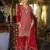 Red embroidered chinon free size stitched palazzo style salwar suit