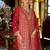 Red embroidered chinon free size stitched palazzo style salwar suit