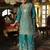 Teal green embroidered chinon free size stitched palazzo style salwar suit