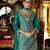 Teal green embroidered chinon free size stitched palazzo style salwar suit