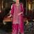 Pink embroidered chinon free size stitched palazzo style salwar suit