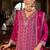 Pink embroidered chinon free size stitched palazzo style salwar suit