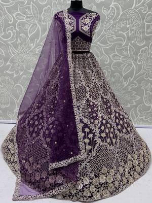 wine thread embroidered silk lehenga set choli with dupatta 6