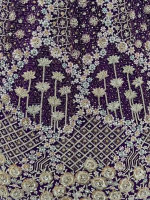 wine thread embroidered silk lehenga set choli with dupatta 7