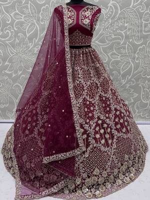 pink thread embroidered silk lehenga set choli with dupatta 6