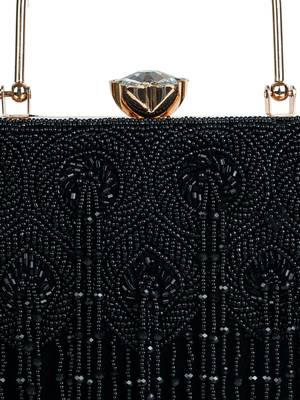 crystal cascade black & gold beaded velvet clutch 8