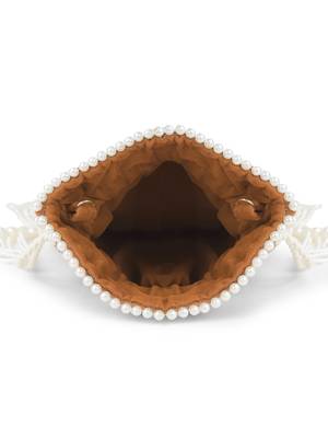 dewdrop fringe burnt orange & pearl white beaded velvet potli 7