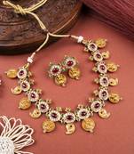 Gold plated multicolor goddess necklace set