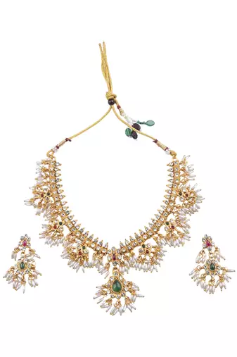 Handcrafted south indian guttapusalu necklace set