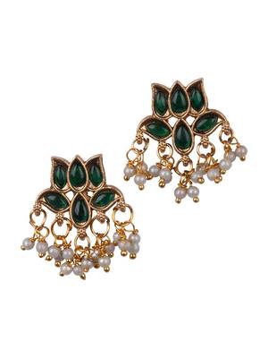 Gold plated green bloom necklace set 4