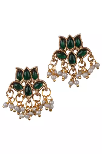 Gold plated green bloom necklace set