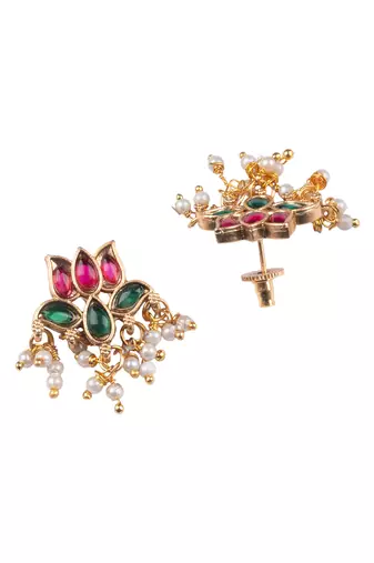 Gold plated green bloom necklace set