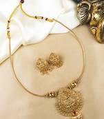  elegant gold plated paan motif pendant & stud earring set