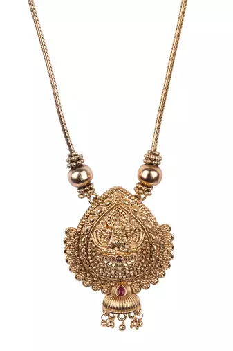   elegant gold plated paan motif pendant & stud earring set
