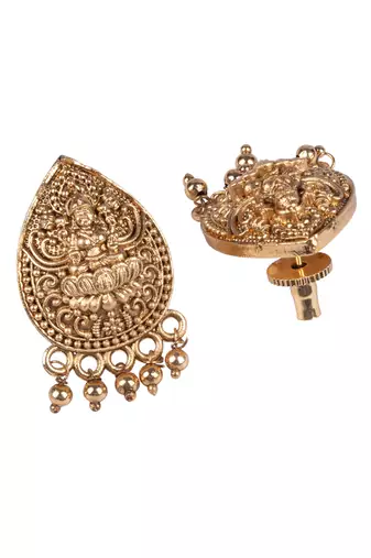   elegant gold plated paan motif pendant & stud earring set
