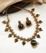  gold plated green floral jewellery set