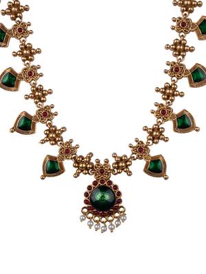  gold plated green floral jewellery set 3