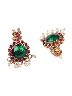  gold plated green floral jewellery set 5