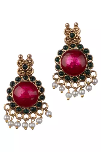   gold plated pink floral jewellery set