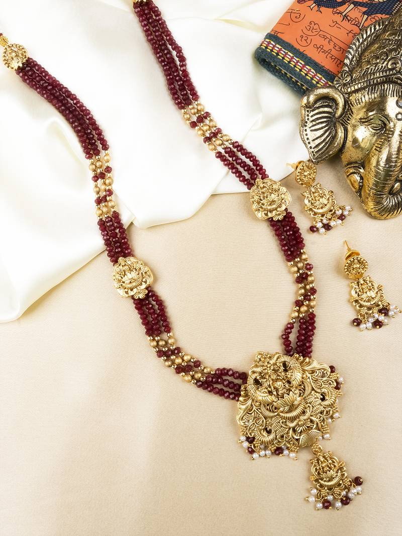 Traditional south indian bandhai long necklace set