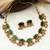Handpainted green lotus meenakari necklace set 