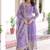 Lavender zari & sequins embroidered work silver crunchy stitched kurta bottom & dupatta set