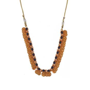 Gold plated blue kemp laxmi coin necklace set 3