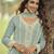 Mint heavy embroidery beads work gerogette anarkali straight pant-Full Stitched free size