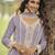 Lavendar heavy embroidery beads work gerogette anarkali straight pant-Full Stitched free size