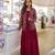 Maroon embroidery and stone beads with heavy look silk gown-Full Stitched free size
